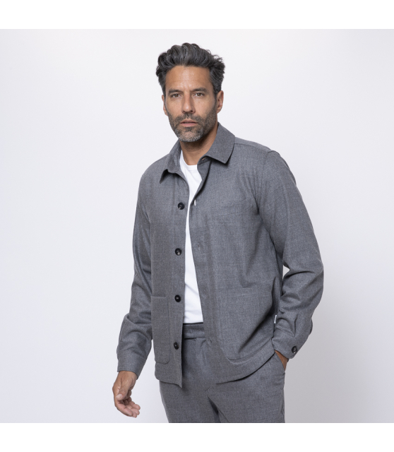04651 - Sur-chemise en flanelle grise