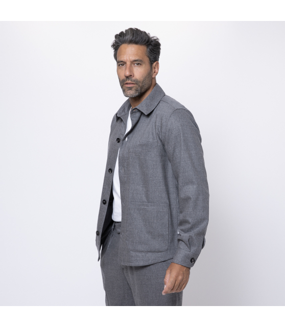04651 - Sur-chemise en flanelle grise