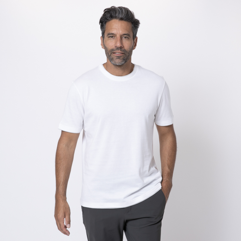 ELEVENTY - T-shirt blanc à empiècements grège