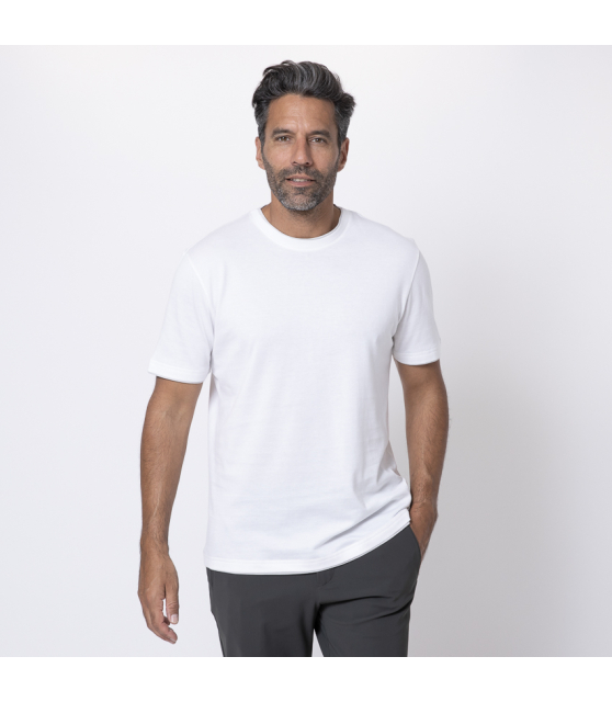 ELEVENTY - T-shirt blanc à empiècements grège