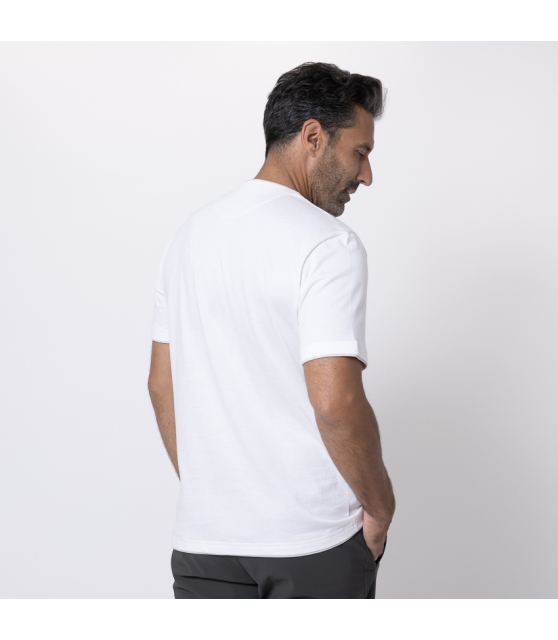 ELEVENTY - T-shirt blanc à empiècements grège