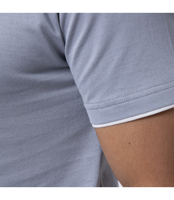 ELEVENTY - T-shirt bleu à empiècements gris