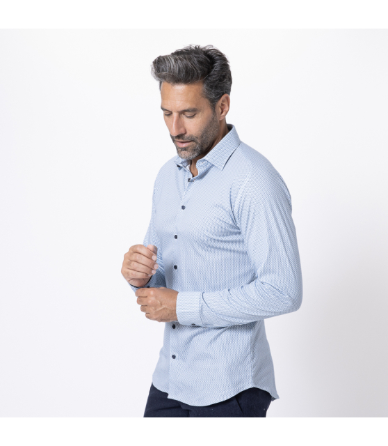 DESOTO - Chemise à motifs géométriques bleus all-over