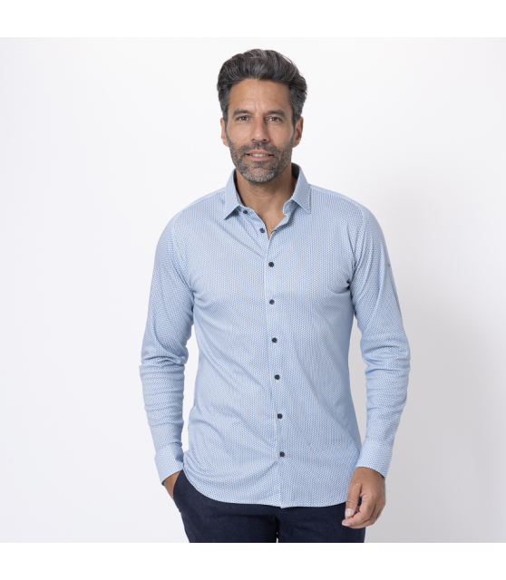 DESOTO - Chemise à motifs géométriques bleus all-over