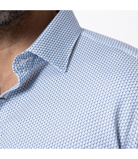 DESOTO - Chemise à motifs géométriques bleus all-over