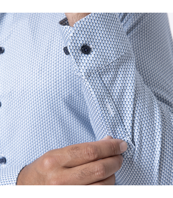 DESOTO - Chemise à motifs géométriques bleus all-over