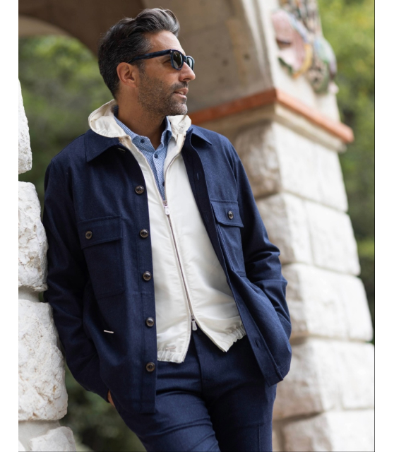 DESOTO - Chemise à motifs géométriques bleus all-over