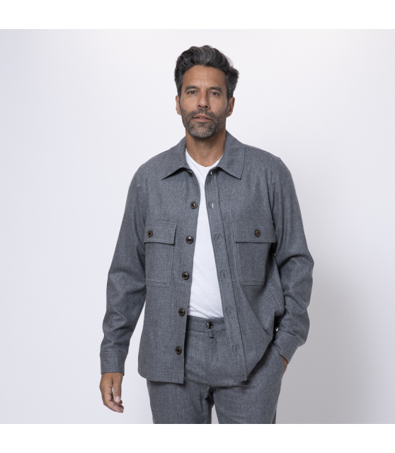 JACOB COHËN - Sur-chemise grise en flanelle