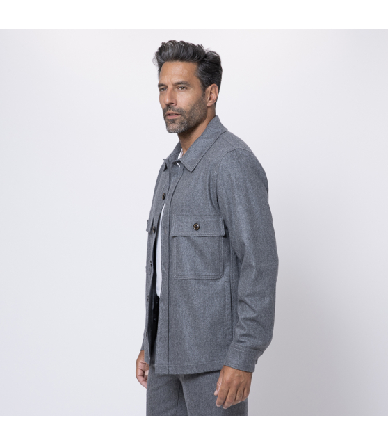 JACOB COHËN - Sur-chemise grise en flanelle