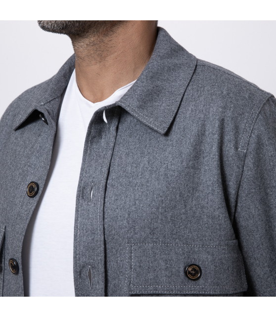 JACOB COHËN - Sur-chemise grise en flanelle