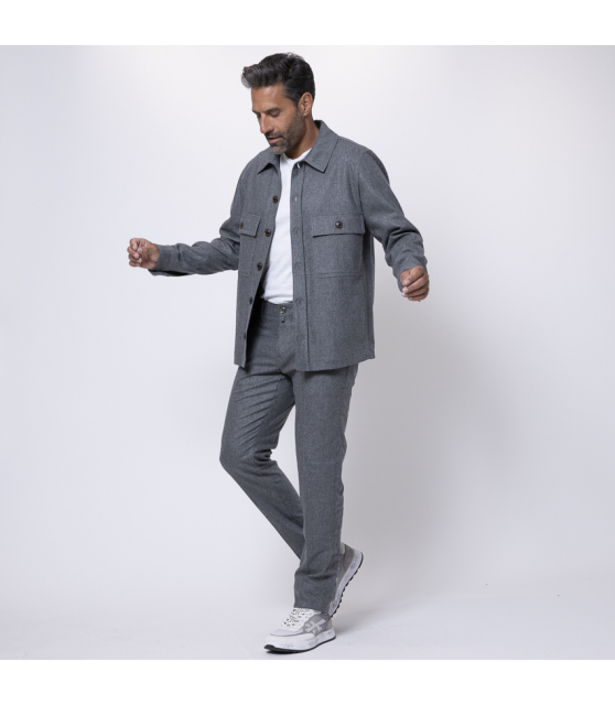 JACOB COHËN - Sur-chemise grise en flanelle