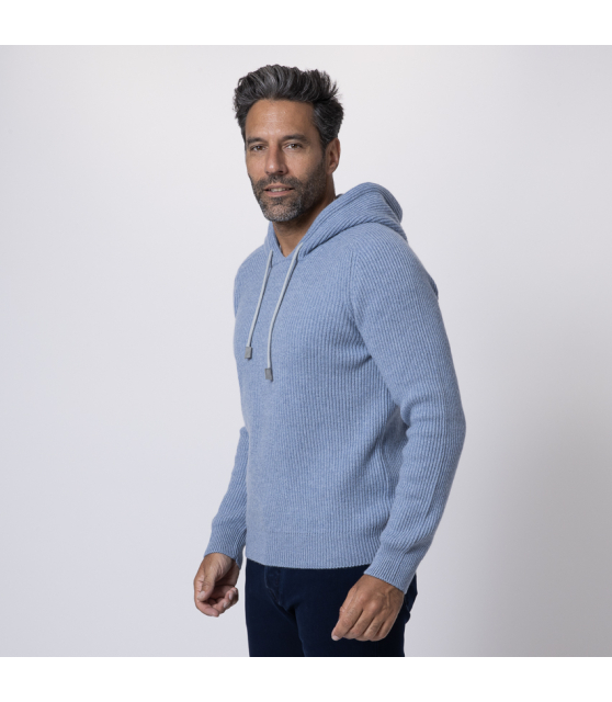 GRAN SASSO - Sweatshirt bleu en cachemire