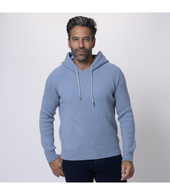 GRAN SASSO - Sweatshirt bleu en cachemire