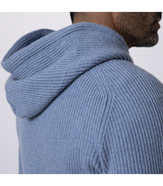 GRAN SASSO - Sweatshirt bleu en cachemire