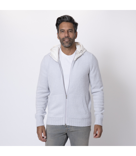 GRAN SASSO - Gilet zippé gris à capuche