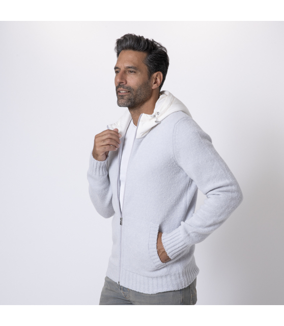 GRAN SASSO - Gilet zippé gris à capuche