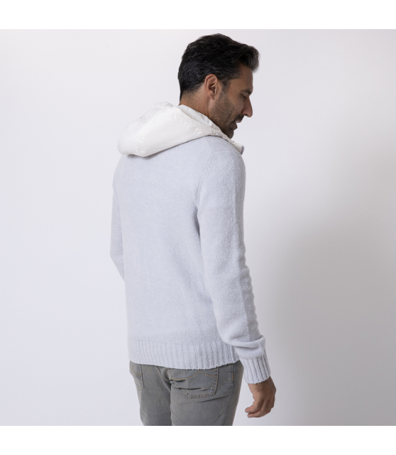 GRAN SASSO - Gilet zippé gris à capuche