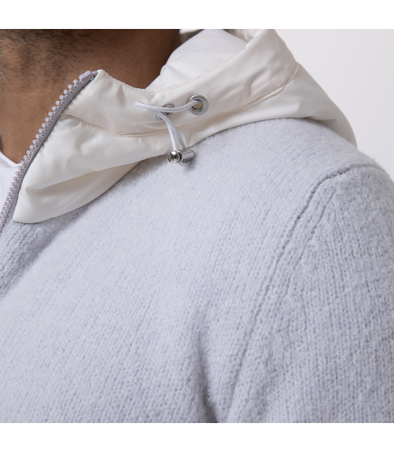 GRAN SASSO - Gilet zippé gris à capuche