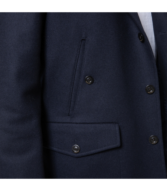 BOGLIOLI - Caban bleu marine en laine et cachemire mélangés