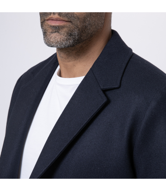 BOGLIOLI - Caban bleu marine en laine et cachemire mélangés