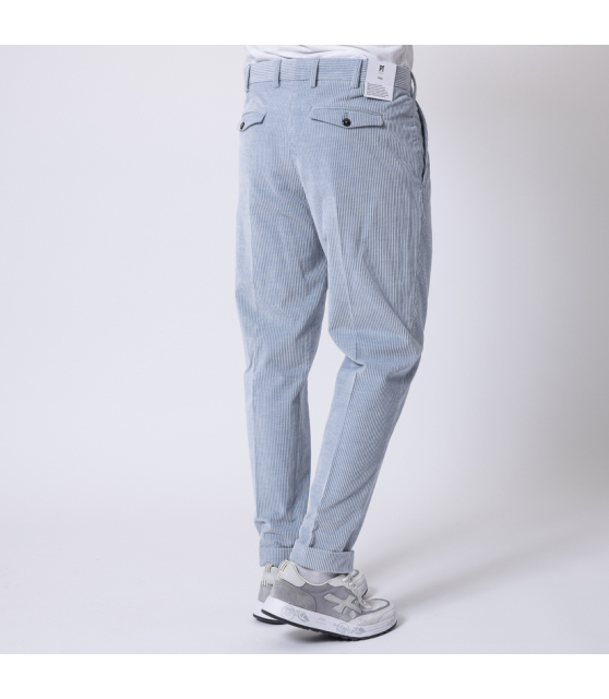 PT TORINO - Pantalon en velours côtelé bleu ciel