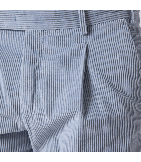 PT TORINO - Pantalon en velours côtelé bleu ciel