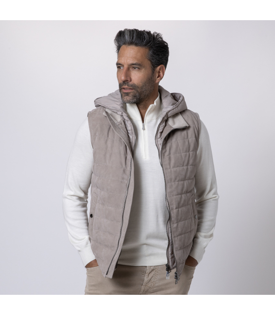 MANZONI24 - Gilet sans manches avec capuche taupe