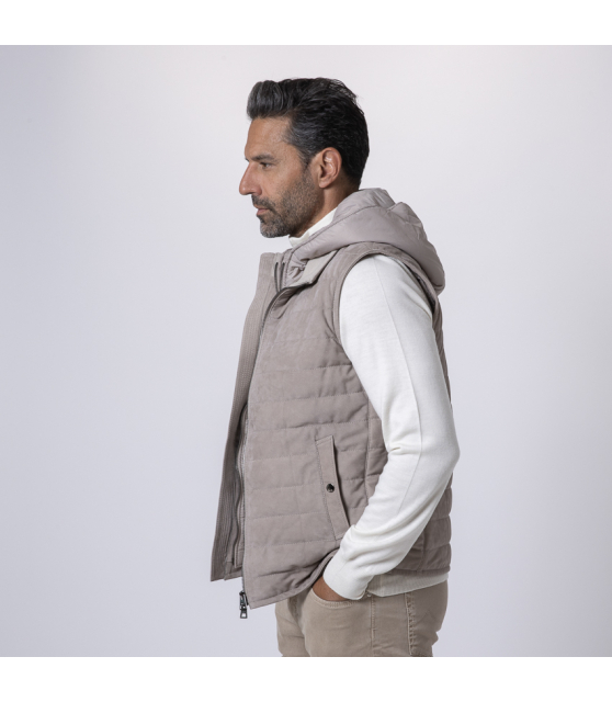 MANZONI24 - Gilet sans manches avec capuche taupe