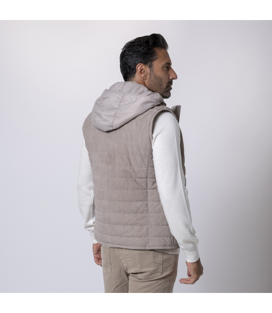 MANZONI24 - Gilet sans manches avec capuche taupe