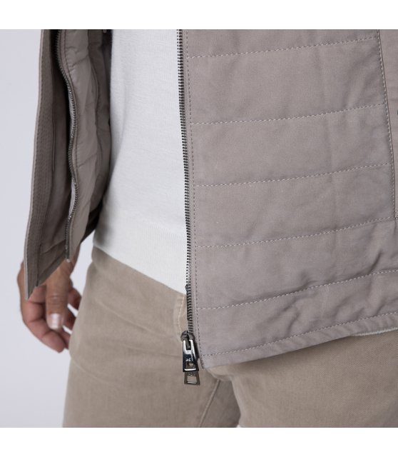 MANZONI24 - Gilet sans manches avec capuche taupe