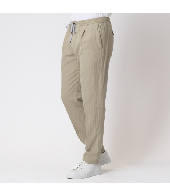 PT TORINO - Pantalon beige à rayures