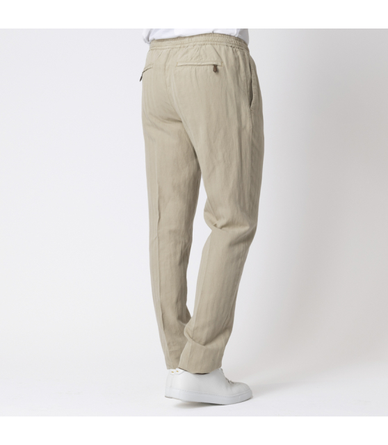 PT TORINO - Pantalon beige à rayures