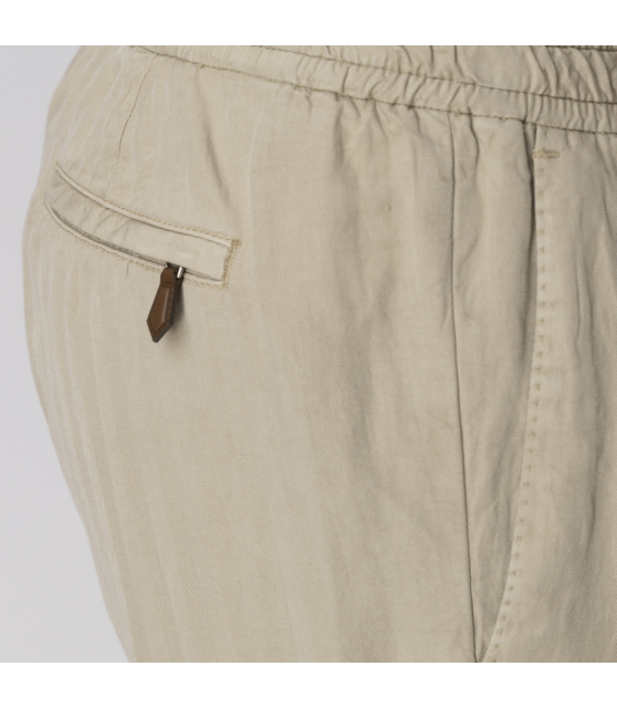 PT TORINO - Pantalon beige à rayures