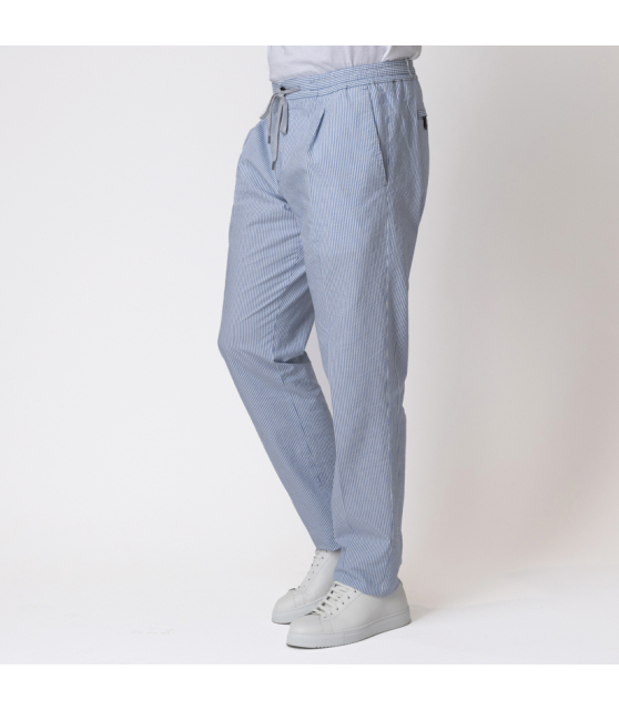 PT TORINO - Pantalon à rayures blanches et bleues