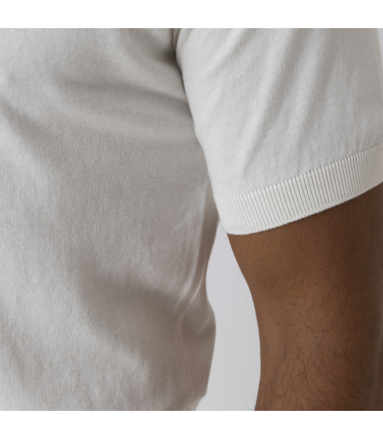 GRAN SASSO - Polo blanc cassé à col skipper beige