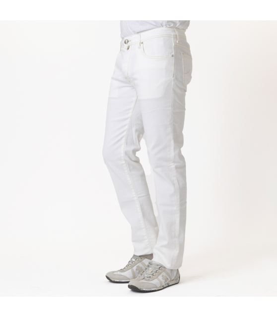 JACOB COHËN - Jean BARD blanc à coutures beiges