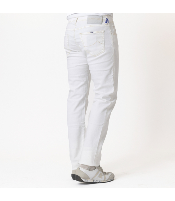 JACOB COHËN - Jean BARD blanc à coutures beiges