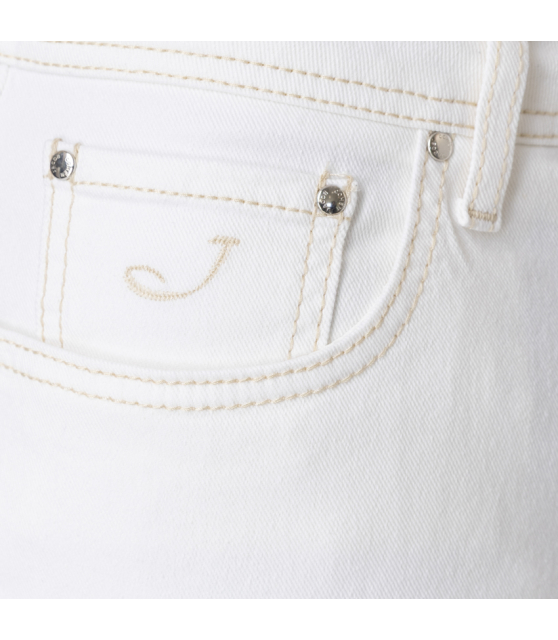 JACOB COHËN - Jean BARD blanc à coutures beiges