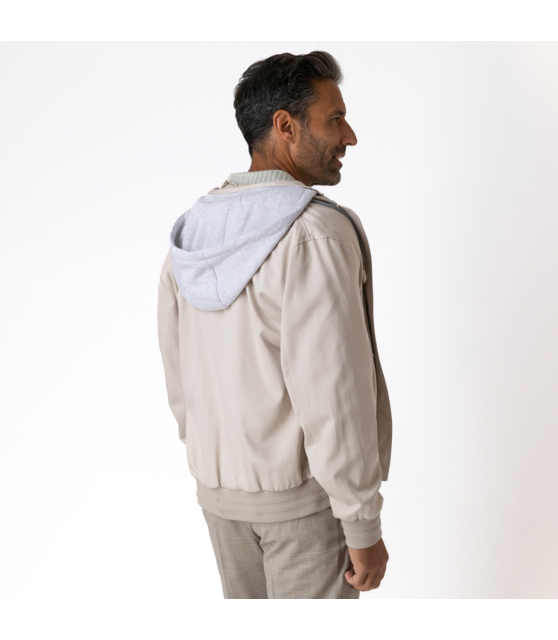 ELEVENTY - Bomber beige à capuche grise
