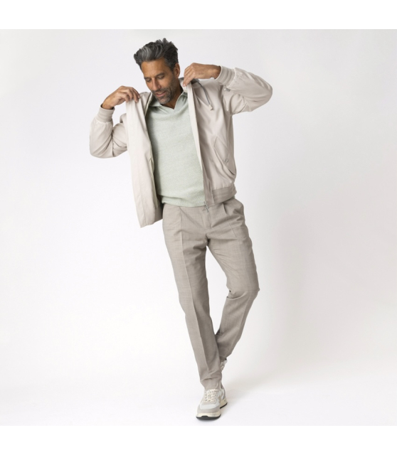 ELEVENTY - Bomber beige à capuche grise