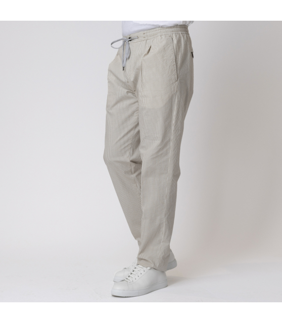 PT TORINO - Pantalon à rayures blanches et beiges