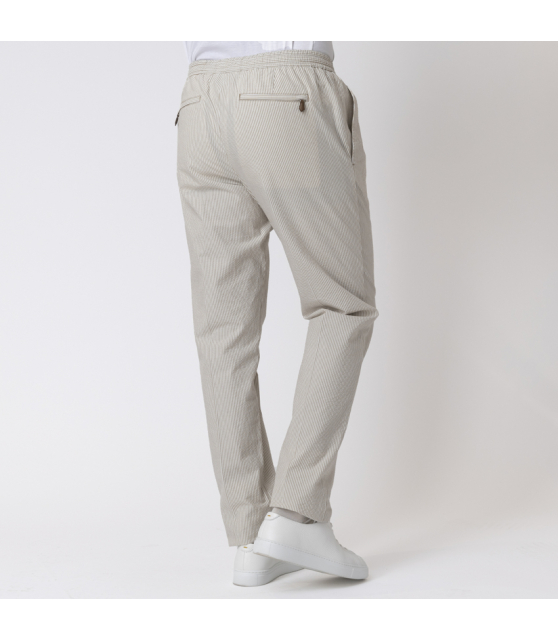 PT TORINO - Pantalon à rayures blanches et beiges