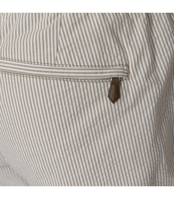 PT TORINO - Pantalon à rayures blanches et beiges