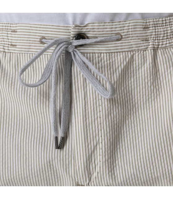 PT TORINO - Pantalon à rayures blanches et beiges