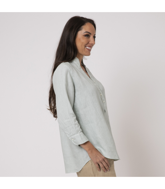 DUNCAN - Blouse vert d'eau manches 3/4