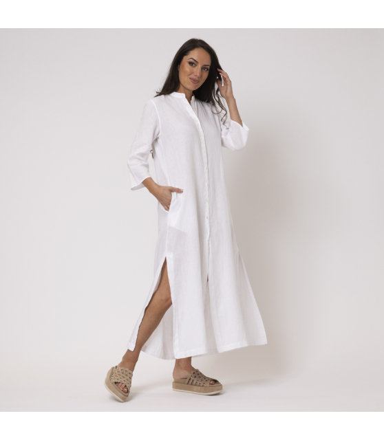 DUNCAN - Robe longue blanche à boutonnage avant