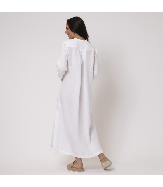 DUNCAN - Robe longue blanche à boutonnage avant
