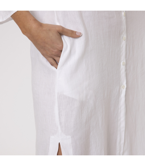 DUNCAN - Robe longue blanche à boutonnage avant