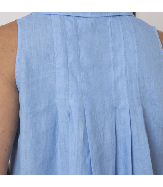 DUNCAN - Top bleu ciel en lin