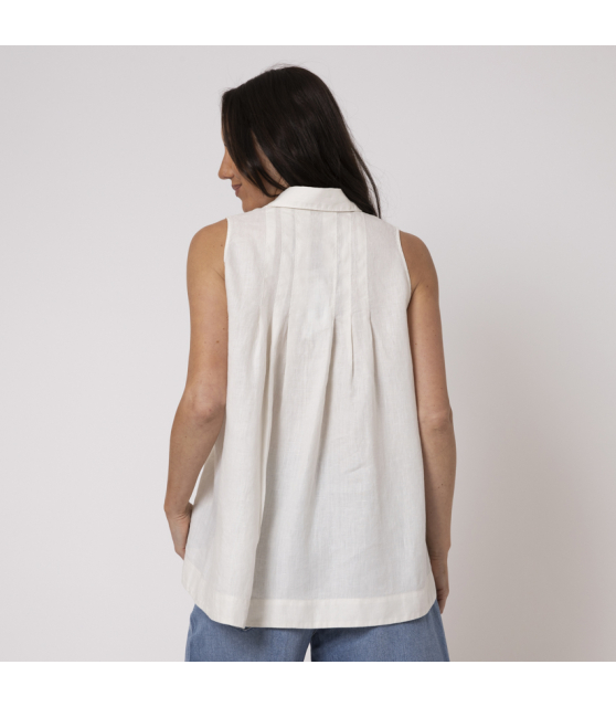 DUNCAN - Top blanc cassé en lin